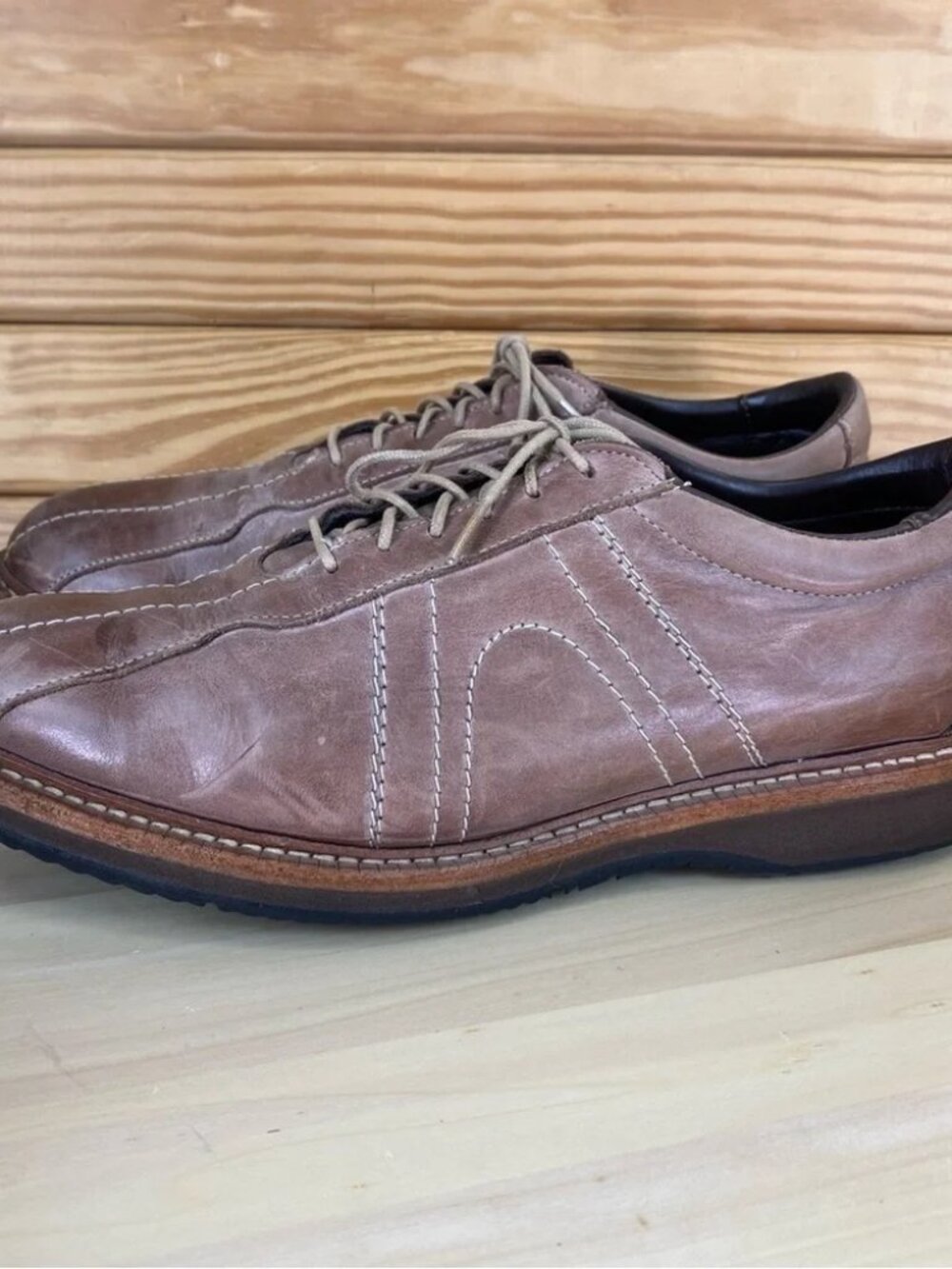 Allen Edmonds Voyager Antique Oxfords Mens 10.5 Wide Brown Leather Lace Up Shoes